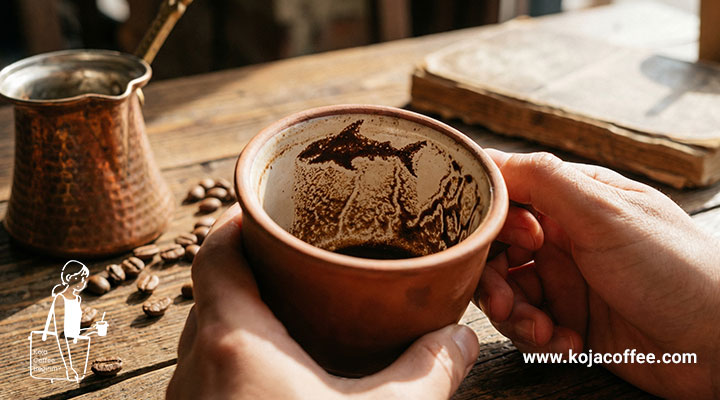 تصویر کوسه در دیواره ی فنجان قهوه ترک