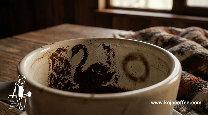 نقش قو در کنار یک حلقه ی محو در فال قهوه