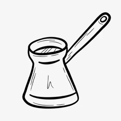 Hand drawn cezve with handle.